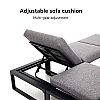 Conjunto de sofás esquineros para exterior con respaldo ajustable y mesas auxiliares con aspecto de madera - 11C03E