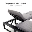 Conjunto de sofás esquineros para exterior con respaldo ajustable y mesas auxiliares con aspecto de madera - 11C03E