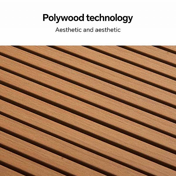 Conjunto de sofás esquineros para exterior con respaldo ajustable y mesas auxiliares con aspecto de madera - 11C03E
