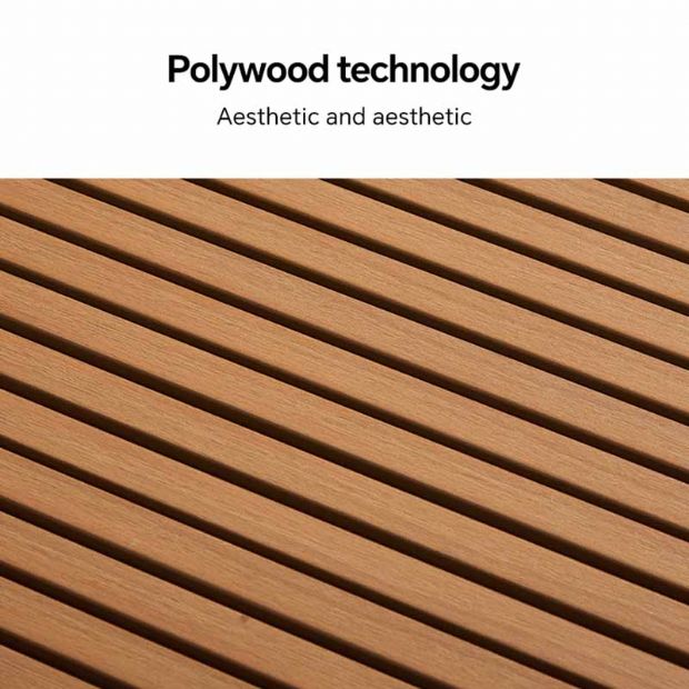 Conjunto de sofás esquineros para exterior con respaldo ajustable y mesas auxiliares con aspecto de madera - 11C03E