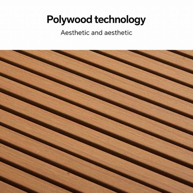 Conjunto de sofás esquineros para exterior con respaldo ajustable y mesas auxiliares con aspecto de madera - 11C03E
