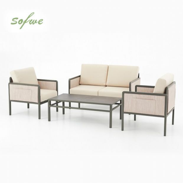 Conjunto de muebles de exterior de 4 piezas con mesa de cristal - 11C03H