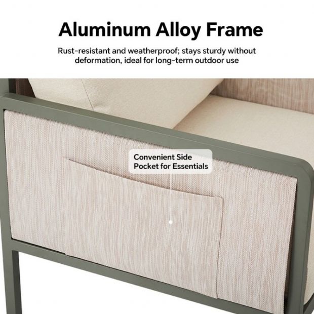 Conjunto de muebles de exterior de 4 piezas con mesa de cristal - 11C03H