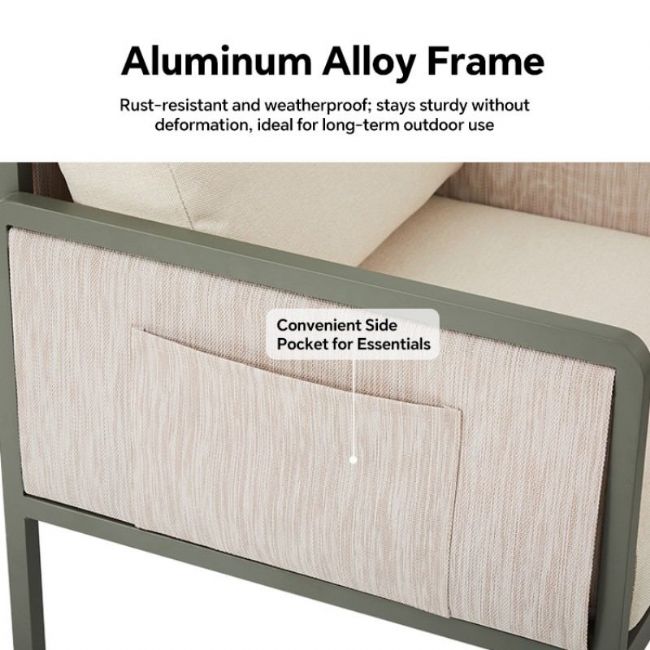 Conjunto de muebles de exterior de 4 piezas con mesa de cristal - 11C03H