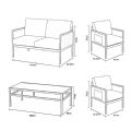 Conjunto de muebles de exterior de 4 piezas con mesa de cristal - 11C03H