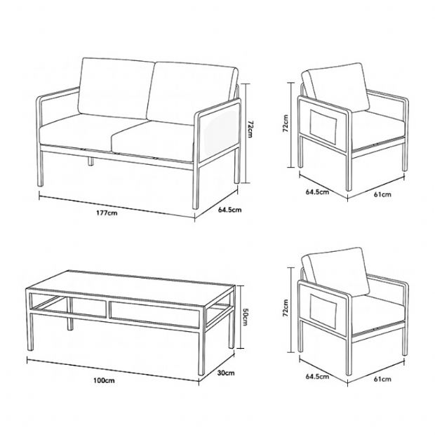 Conjunto de muebles de exterior de 4 piezas con mesa de cristal - 11C03H