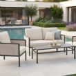 Conjunto de muebles de exterior de 4 piezas con mesa de cristal - 11C03H