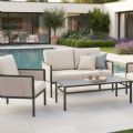Conjunto de muebles de exterior de 4 piezas con mesa de cristal - 11C03H