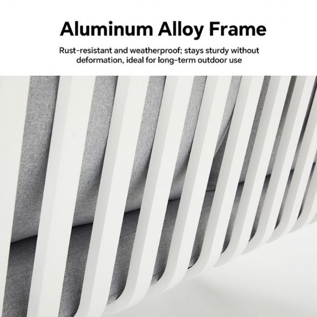 Conjunto de sofás de aluminio para exterior de 4 piezas con acabado de veta de madera - 11C11D