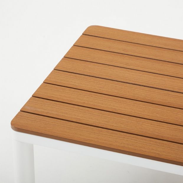 Conjunto de sofás de aluminio para exterior de 4 piezas con acabado de veta de madera - 11C11D