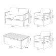 Conjunto de sofás de aluminio para exterior de 4 piezas con acabado de veta de madera - 11C11D