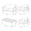 Conjunto de sofás de aluminio para exterior de 4 piezas con acabado de veta de madera - 11C11D
