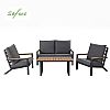 Conjunto de sofás de aluminio para exterior de 4 piezas en color negro - 11C11F