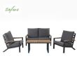 Conjunto de sofás de aluminio para exterior de 4 piezas en color negro - 11C11F