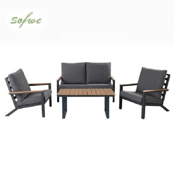 Conjunto de sofás de aluminio para exterior de 4 piezas en...