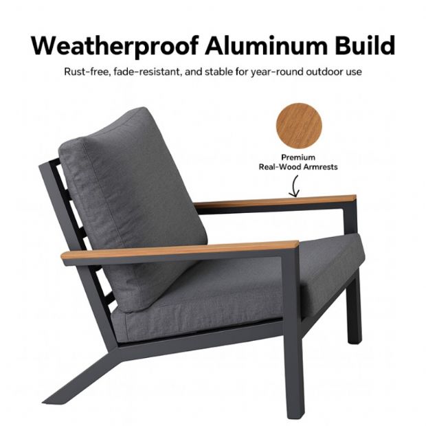 Conjunto de sofás de aluminio para exterior de 4 piezas en color negro - 11C11F