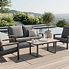 Conjunto de sofás de aluminio para exterior de 4 piezas en color negro - 11C11F