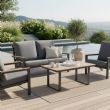 Conjunto de sofás de aluminio para exterior de 4 piezas en color negro - 11C11F