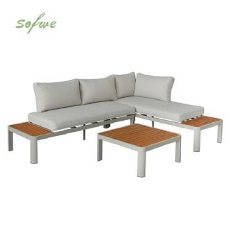 Conjunto de sofá de esquina para exterior con respaldo...