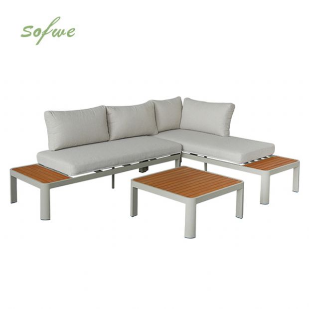 Conjunto de sofá de esquina para exterior con respaldo ajustable y sofá de dos plazas - 11C11G