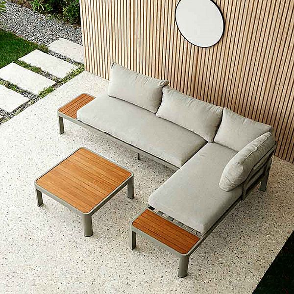 Conjunto de sofá de esquina para exterior con respaldo ajustable y sofá de dos plazas - 11C11G