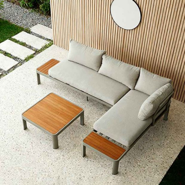 Conjunto de sofá de esquina para exterior con respaldo ajustable y sofá de dos plazas - 11C11G