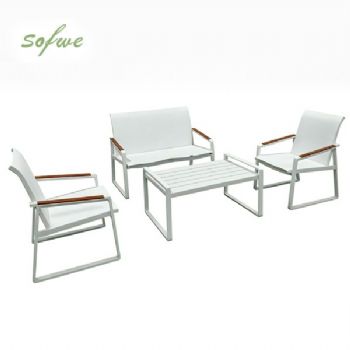 Conjunto de sofás de aluminio para exterior de 4 piezas en...