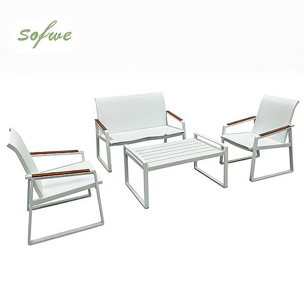 Conjunto de sofás de aluminio para exterior de 4 piezas en color blanco - 11C11J