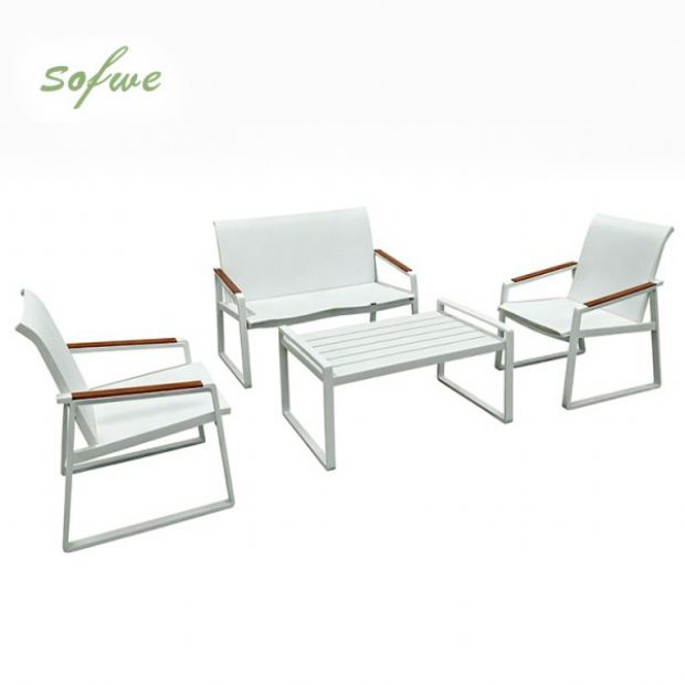 Conjunto de sofás de aluminio para exterior de 4 piezas en color blanco - 11C11J