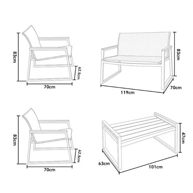 Conjunto de sofás de aluminio para exterior de 4 piezas en color blanco - 11C11J