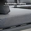 Conjunto de sofá esquinero de aluminio para patio exterior con mesa de centro y reposapiés - 11C12A