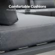 Conjunto de sofá esquinero de aluminio para patio exterior con mesa de centro y reposapiés - 11C12A