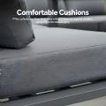 Conjunto de sofá esquinero de aluminio para patio exterior con mesa de centro y reposapiés - 11C12A