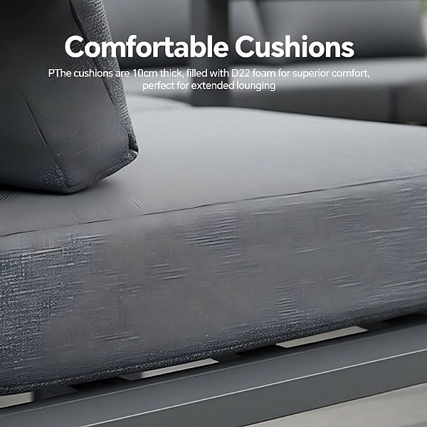 Conjunto de sofá esquinero de aluminio para patio exterior con mesa de centro y reposapiés - 11C12A
