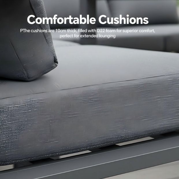 Conjunto de sofá esquinero de aluminio para patio exterior con mesa de centro y reposapiés - 11C12A