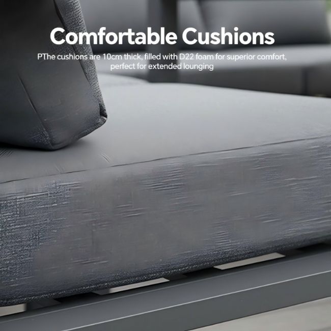 Conjunto de sofá esquinero de aluminio para patio exterior con mesa de centro y reposapiés - 11C12A