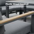 Conjunto de sofá esquinero de aluminio para patio exterior con mesa de centro y reposapiés - 11C12A