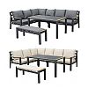 Conjunto de sofá esquinero de aluminio para patio exterior con mesa de centro y reposapiés - 11C12A