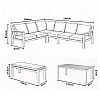 Conjunto de sofá esquinero de aluminio para patio exterior con mesa de centro y reposapiés - 11C12A