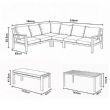 Conjunto de sofá esquinero de aluminio para patio exterior con mesa de centro y reposapiés - 11C12A