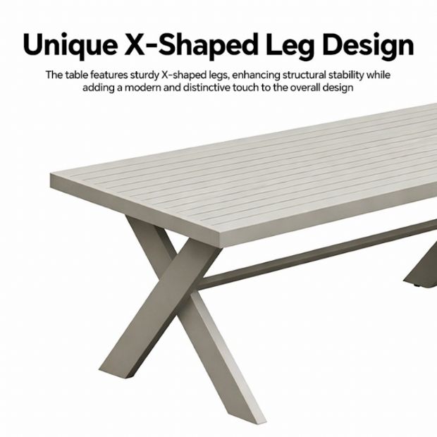 Conjuntos de sofás de salón de exterior de diseño moderno al por mayor con mesa con patas en X y banco - 11C12B
