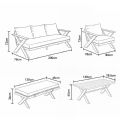 Conjuntos de sofás de salón de exterior de diseño moderno al por mayor con mesa con patas en X y banco - 11C12B
