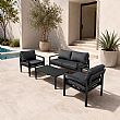 HF Patios Venta al por Mayor de Fábrica Conjunto de Sofá de Jardín de Aluminio de 4 Piezas con Cojines Gruesos y Mesa de Centro para Espacios Exteriores - 11C12F
