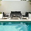 HF Patios Venta al por Mayor de Fábrica Conjunto de Sofá de Jardín de Aluminio de 4 Piezas con Cojines Gruesos y Mesa de Centro para Espacios Exteriores - 11C12F