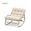 Sillón mecedora de exterior al por mayor, con cojín grueso de olefina y estructura de hierro galvanizado, para el suministro de mobiliario de jardín y terraza - 11C12K