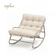Sillón mecedora de exterior al por mayor, con cojín grueso de olefina y estructura de hierro galvanizado, para el suministro de mobiliario de jardín y terraza - 11C12K