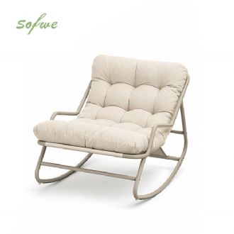 Sillón mecedora de exterior al por mayor, con cojín grueso...
