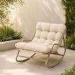Sillón mecedora de exterior al por mayor, con cojín grueso de olefina y estructura de hierro galvanizado, para el suministro de mobiliario de jardín y terraza - 11C12K