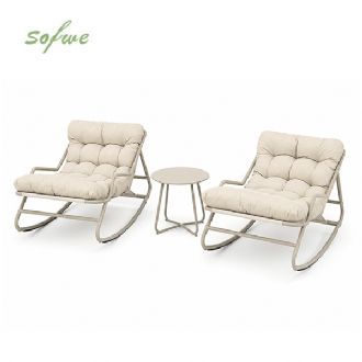 Conjunto de 3 piezas para exterior con mecedoras, cojines...