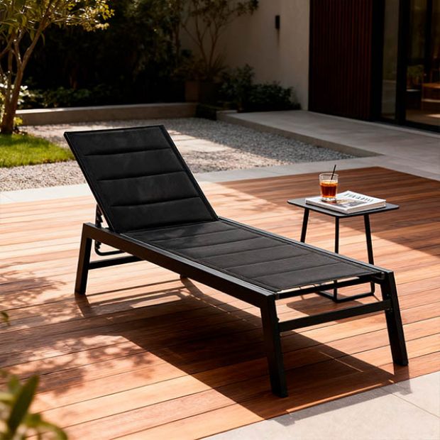 Sillón reclinable ajustable Textilen de aluminio con interior de algodón - 11D14D